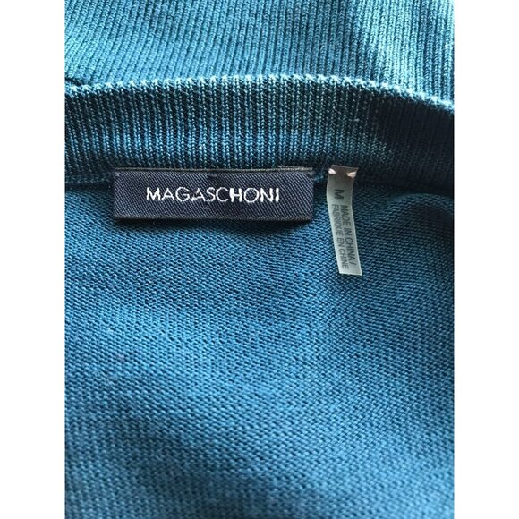 Magaschoni Blue Thin Knit Sweater W/ Full Sequin Panel in Front, Size Medium - Picture 7 of 7